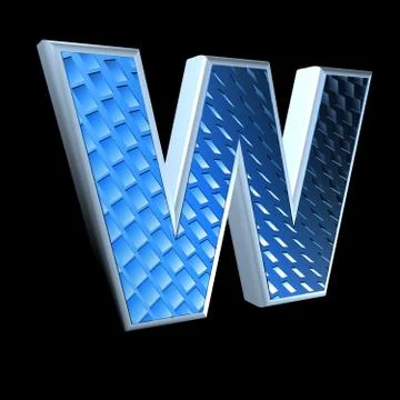 Abstract 3d letter with blue pattern texture - W Stock Illustration