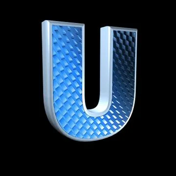 Abstract 3d letter with blue pattern texture - U Stock Illustration