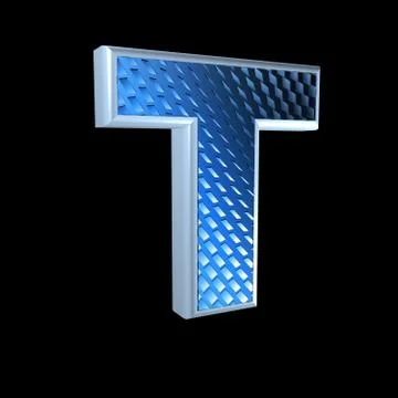 Abstract 3d letter with blue pattern texture - T Stock Illustration