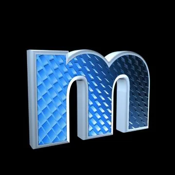 Abstract 3d letter with blue pattern texture - M Stock Illustration