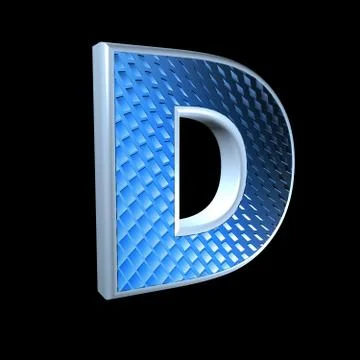 Abstract 3d letter with blue pattern texture - D Stock Illustration