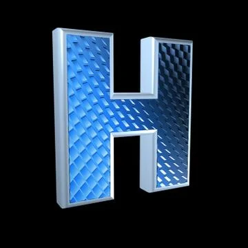 Abstract 3d letter with blue pattern texture - H Stock Illustration