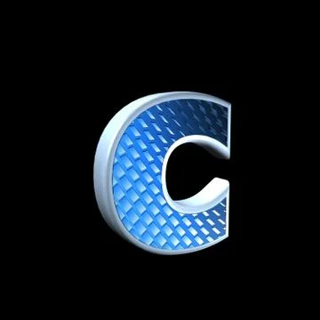 Abstract 3d letter with blue pattern texture - C Stock Illustration