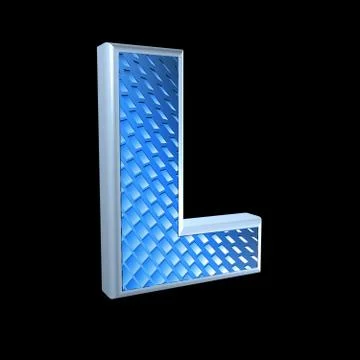 Abstract 3d letter with blue pattern texture - L Illustrazione stock