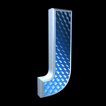 Abstract 3d letter with blue pattern texture - J Stock Illustration
