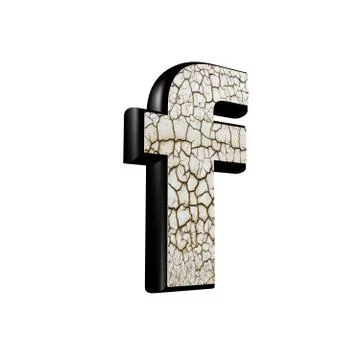Abstract 3d letter with dry ground texture - F Stock Illustration