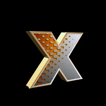 Abstract 3d letter with halftone texture - x Stock Illustration