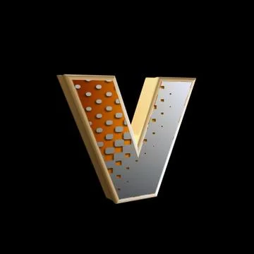 Abstract 3d letter with halftone texture - v Stock Illustration