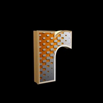 Abstract 3d letter with halftone texture - r Stock Illustration