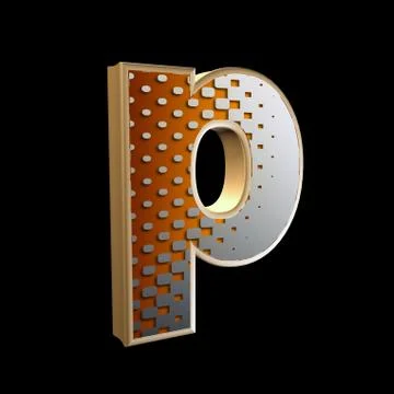 Abstract 3d letter with halftone texture - p Stock Illustration