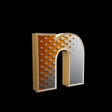 Abstract 3d letter with halftone texture - n Stock Illustration