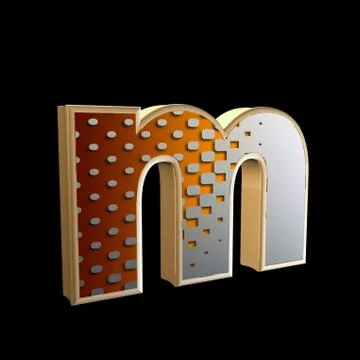 Abstract 3d letter with halftone texture - m Stock Illustration