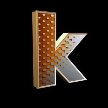 Abstract 3d letter with halftone texture - k Stock Illustration