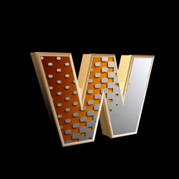 Abstract 3d letter with halftone texture - w Stock Illustration
