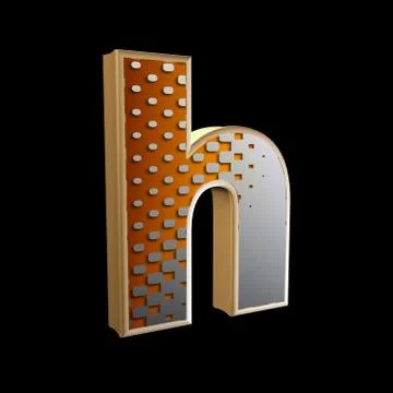 Abstract 3d letter with halftone texture - h Illustrazione stock