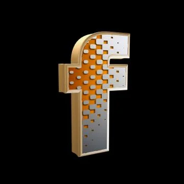 Abstract 3d letter with halftone texture - f Illustrazione stock