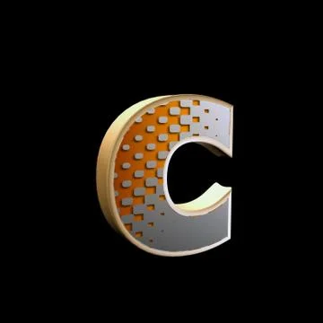 Abstract 3d letter with halftone texture - c Stock Illustration