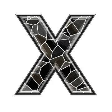Abstract 3d letter with stone wall texture - X Stock Illustration