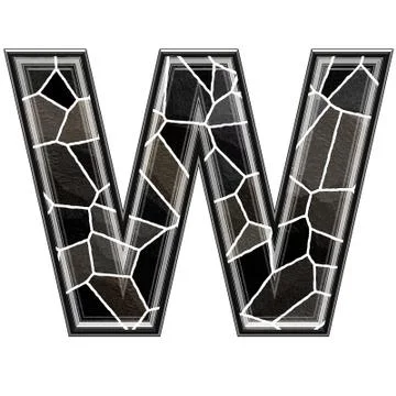 Abstract 3d letter with stone wall texture - W Stock Illustration