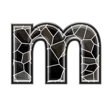 Abstract 3d letter with stone wall texture - M Stock Illustration