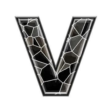 Abstract 3d letter with stone wall texture - V Stock Illustration