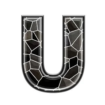 Abstract 3d letter with stone wall texture - U Stock Illustration
