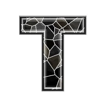 Abstract 3d letter with stone wall texture - T Illustrazione stock