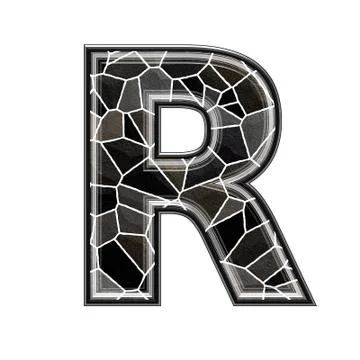 Abstract 3d letter with stone wall texture - R Stock Illustration