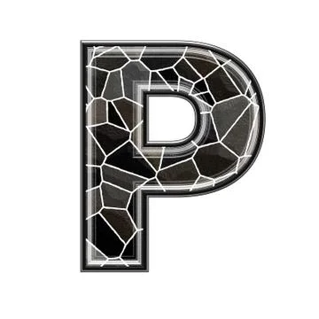 Abstract 3d letter with stone wall texture - P Stock Illustration