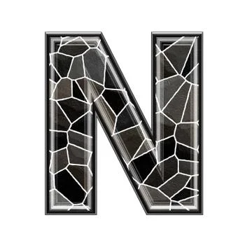 Abstract 3d letter with stone wall texture - N Stock Illustration