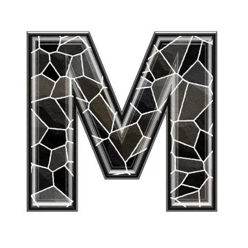 Abstract 3d letter with stone wall texture - M Stock Illustration