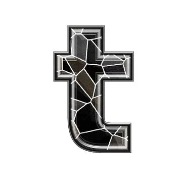 Abstract 3d letter with stone wall texture - T Stock Illustration
