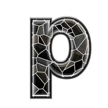 Abstract 3d letter with stone wall texture - P Ilustración de archivo