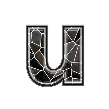 Abstract 3d letter with stone wall texture - U Stock Illustration