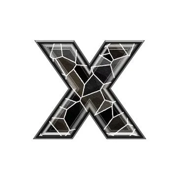Abstract 3d letter with stone wall texture - X Stock Illustration
