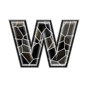 Abstract 3d letter with stone wall texture - W Stock Illustration