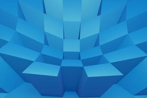 Abstract 3d light blue checkered shape. 3d illustration. 3d rendering Stock Illustration