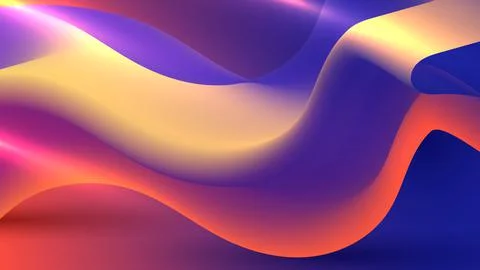 Abstract 3D liquid colorful gradient flow wave shape elements background Stock Illustration