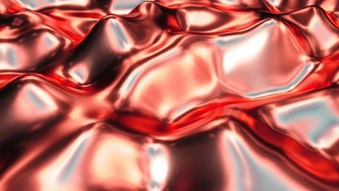Abstract 3d liquid computer render red material. 4k seamless looping footage.  Stock Footage 109256266