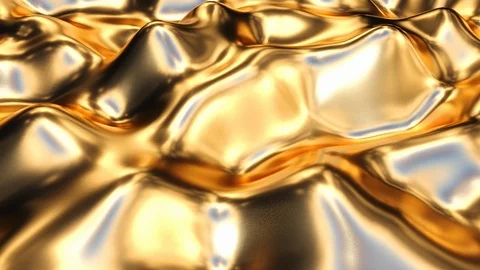 Abstract 3d liquid computer render gold material. 4k seamless looping footage. Stock Footage 109276877