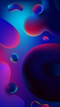 Abstract 3d liquid fluid blobs background with neon pink and blue gradient .. Stock Illustration