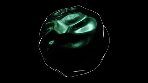 Abstract 3D liquid fluid illuminated shape oil blob bubble sphere chemical Stock Illustration