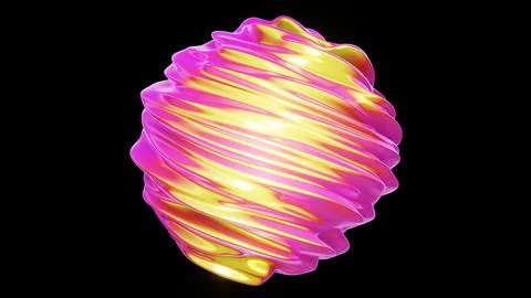 Abstract 3D liquid sphere twirl twist gradient vibrant colors bubble blob Stock Illustration
