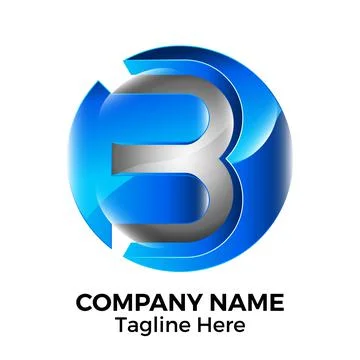 Abstract 3d logo design template. Metal 3d letter B sphere logo design. Stock Illustration