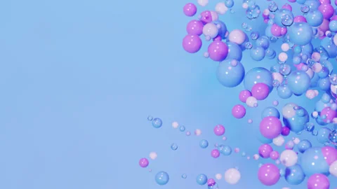 Abstract 3d  loop animation, random balls, particles, bubbles, blue colors 스톡 동영상 261586500