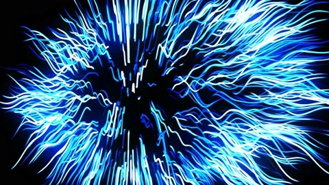 Abstract 3d loop background with blue glow particles form curved lines and line Stock Footage 140979021
