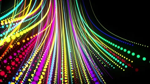 Abstract 3d loop background with glowing particles lined up in a row along Stock Footage 140123772
