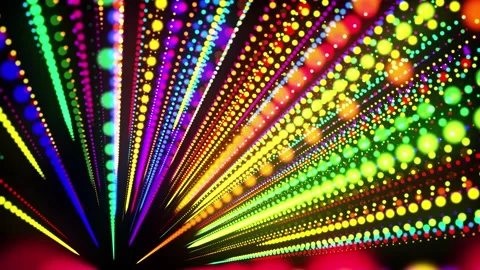 Abstract 3d loop background with glowing particles lined up in a row in 3d space Stock Footage 140124242