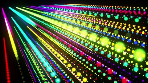Abstract 3d loop background with glowing particles lined up in a row in 3d space Stock Footage 140124357