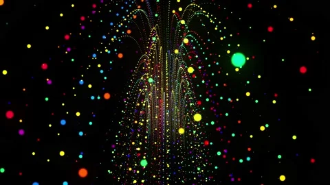 Abstract 3d loop background with glowing particles lined up in a row along Stock Footage 140124399